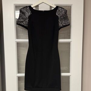 Chic Black Mini Dress with Sequin Accents